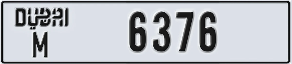 UAE License Plate Dubai M 6376