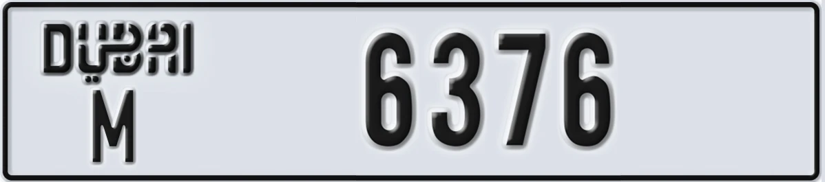 UAE License Plate Dubai M 6376