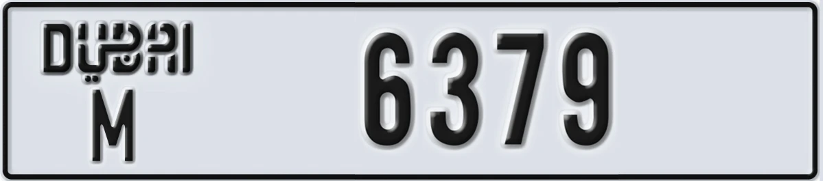 UAE License Plate Dubai M 6379