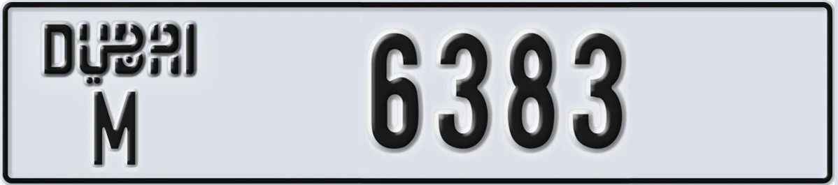 UAE License Plate Dubai M 6383