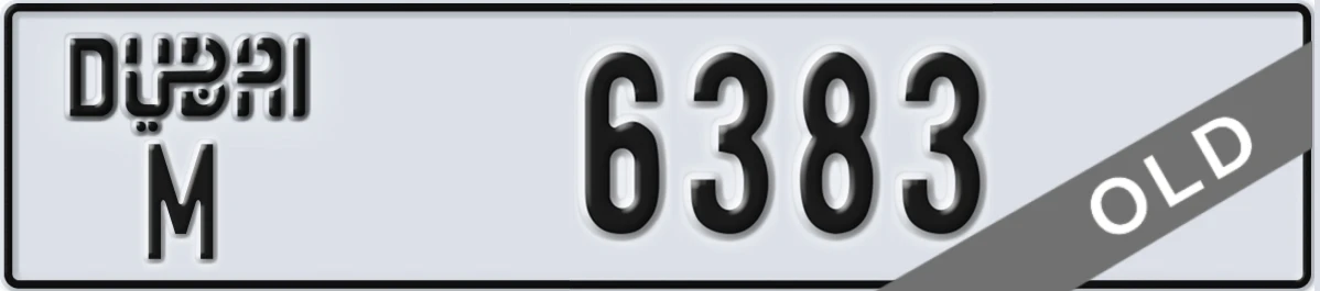 UAE License Plate Dubai M 6383