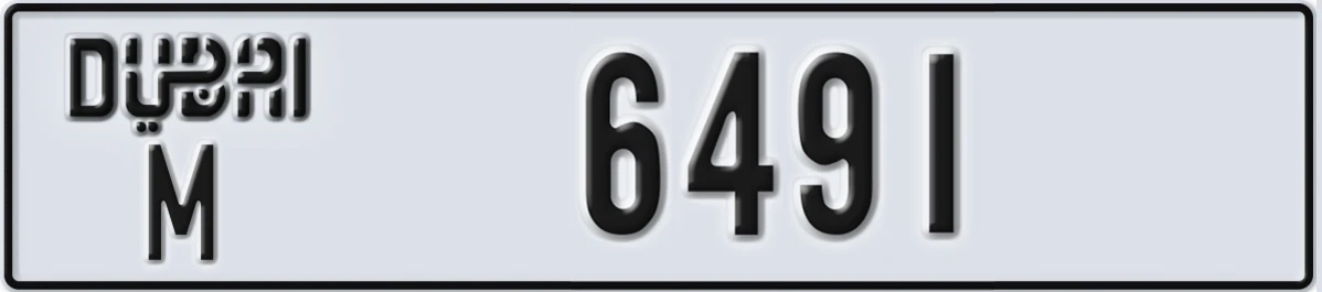 UAE License Plate Dubai M 6491