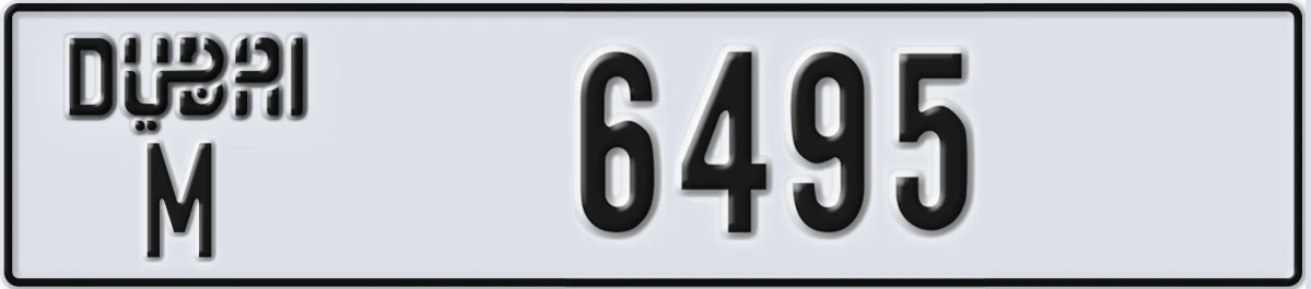 UAE License Plate Dubai M 6495