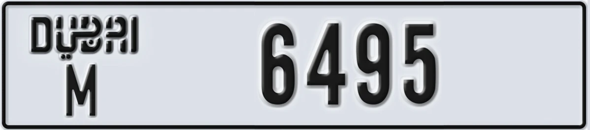 UAE License Plate Dubai M 6495