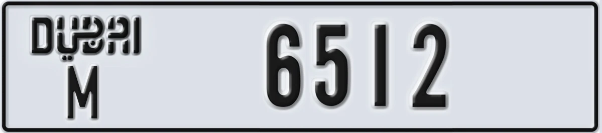 UAE License Plate Dubai M 6512