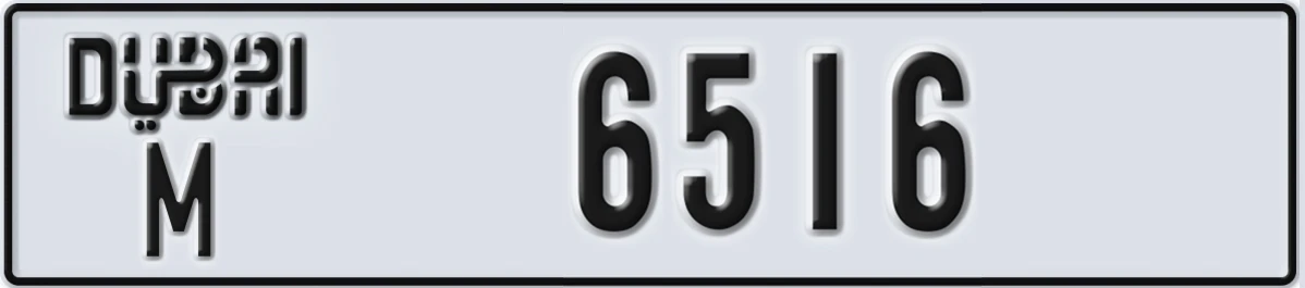 UAE License Plate Dubai M 6516