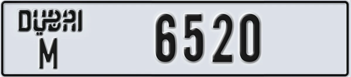 UAE License Plate Dubai M 6520