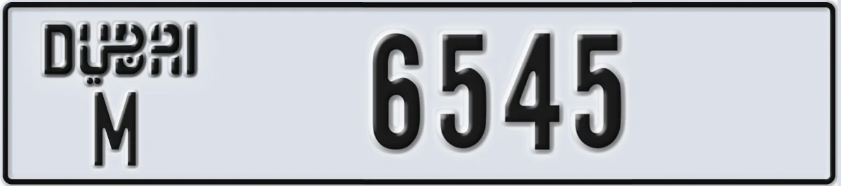 UAE License Plate Dubai M 6545
