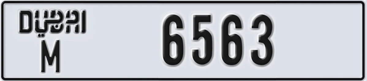 UAE License Plate Dubai M 6563