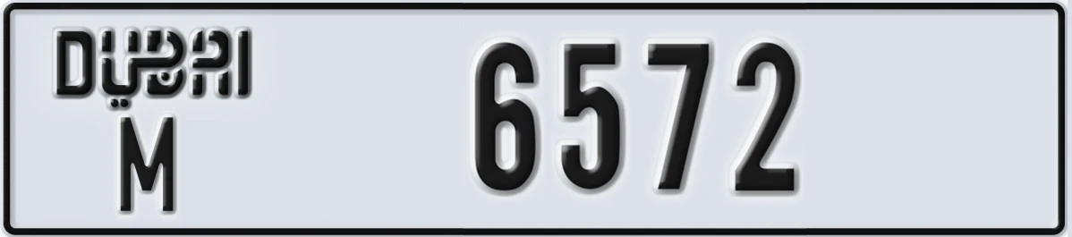UAE License Plate Dubai M 6572