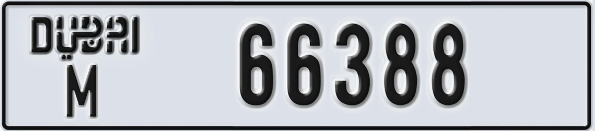 UAE License Plate Dubai M 66388