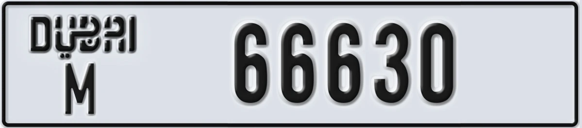 UAE License Plate Dubai M 66630