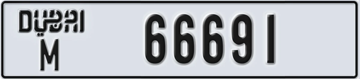 UAE License Plate Dubai M 66691