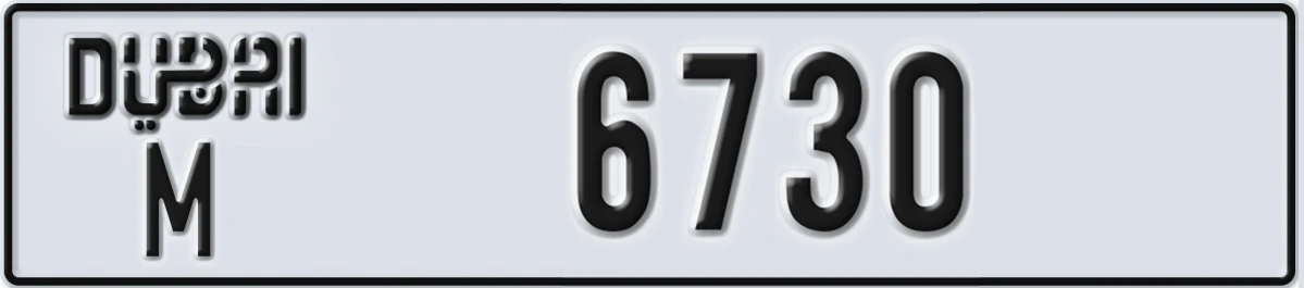 UAE License Plate Dubai M 6730
