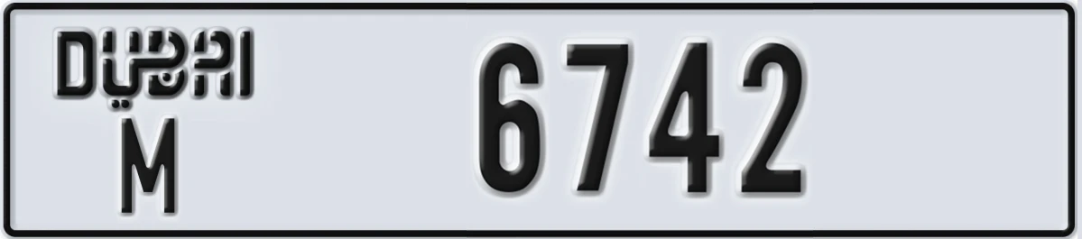 UAE License Plate Dubai M 6742