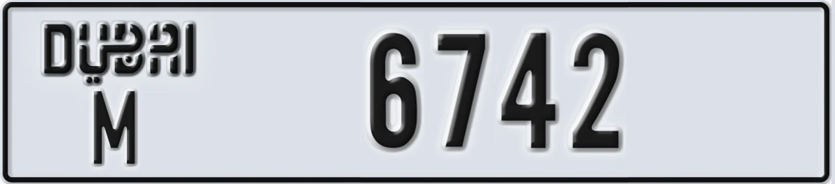 UAE License Plate Dubai M 6742