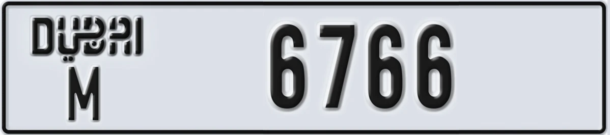 UAE License Plate Dubai M 6766