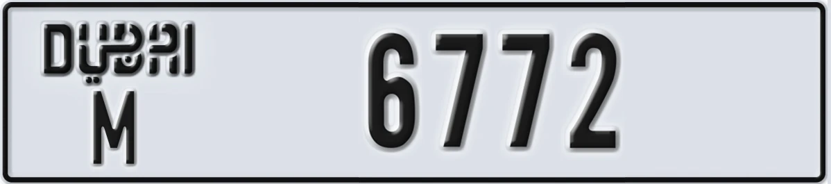 UAE License Plate Dubai M 6772