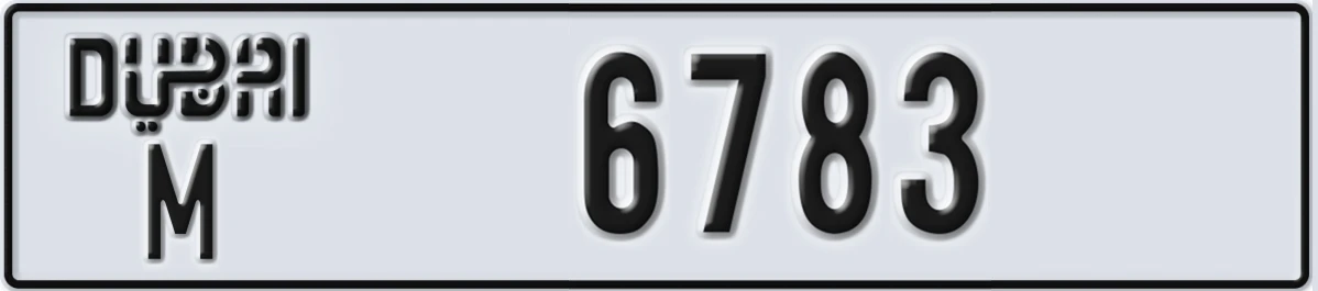 UAE License Plate Dubai M 6783