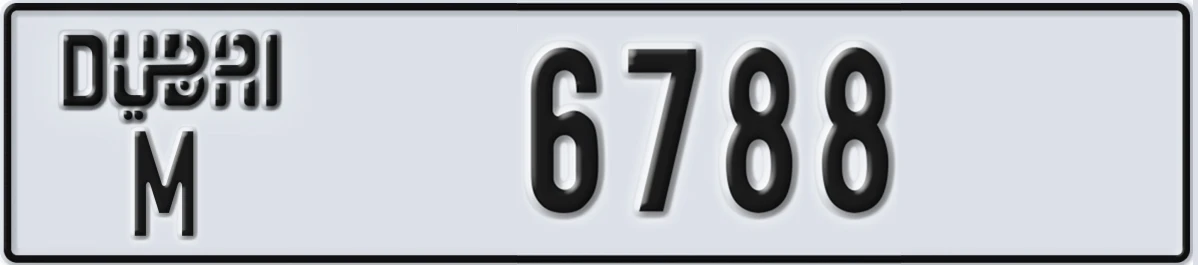 UAE License Plate Dubai M 6788