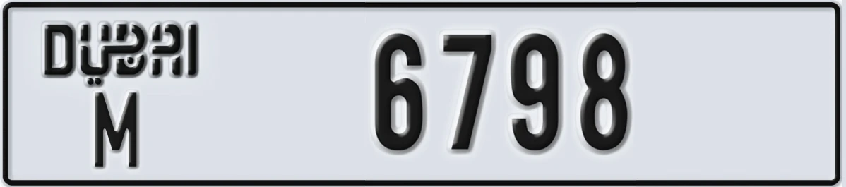 UAE License Plate Dubai M 6798