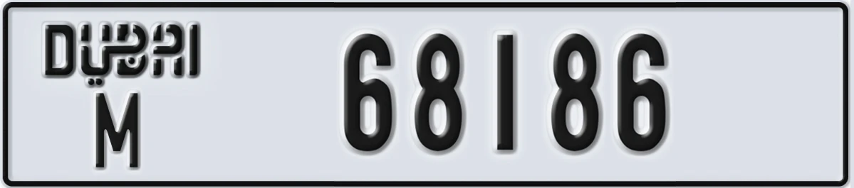 UAE License Plate Dubai M 68186