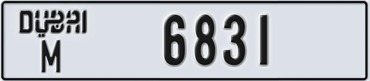 UAE License Plate Dubai M 6831