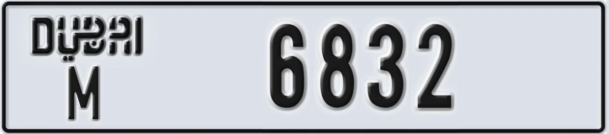 UAE License Plate Dubai M 6832