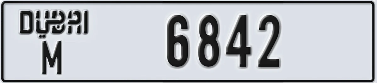 UAE License Plate Dubai M 6842