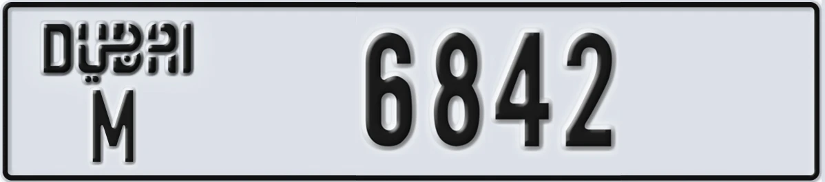 UAE License Plate Dubai M 6842