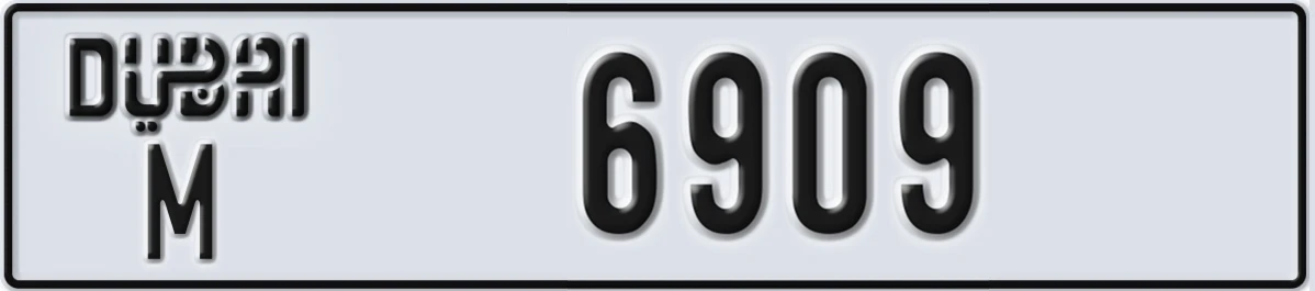 UAE License Plate Dubai M 6909