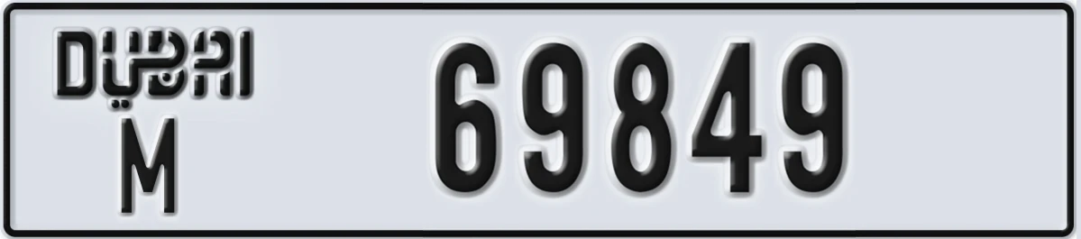 UAE License Plate Dubai M 69849