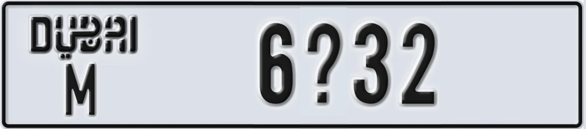 UAE License Plate Dubai M 6X32
