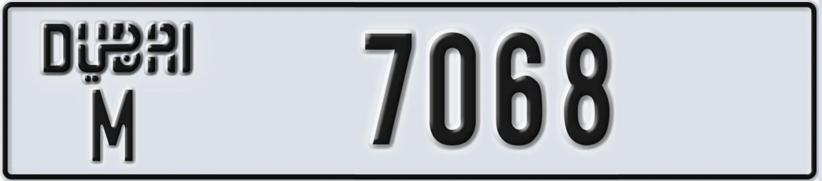 UAE License Plate Dubai M 7068