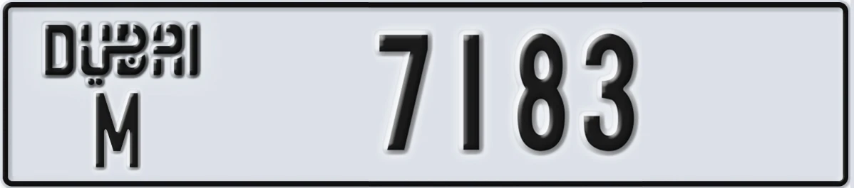 UAE License Plate Dubai M 7183