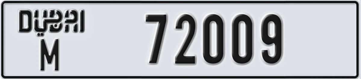 UAE License Plate Dubai M 72009