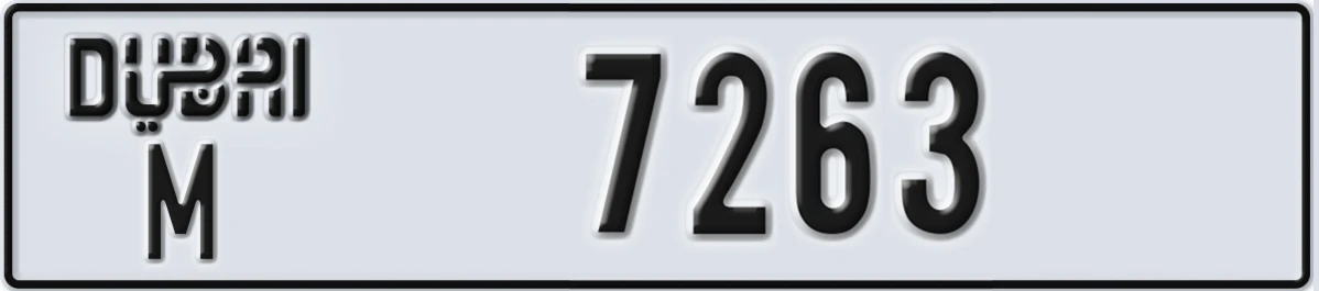 UAE License Plate Dubai M 7263