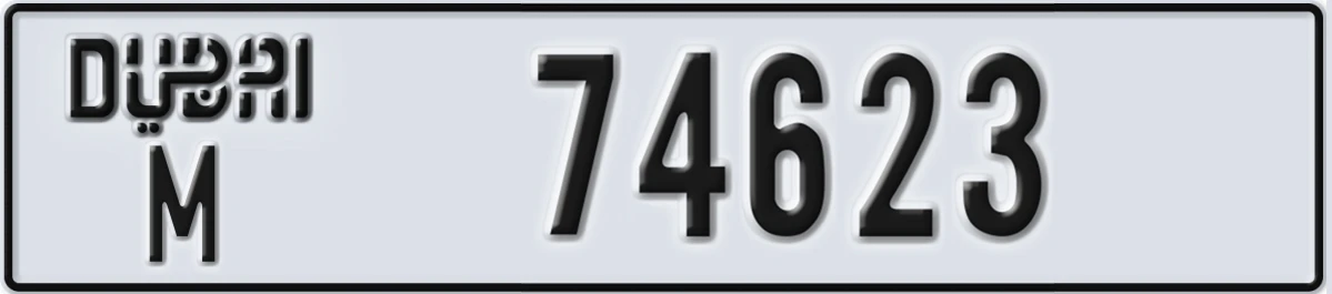 UAE License Plate Dubai M 74623