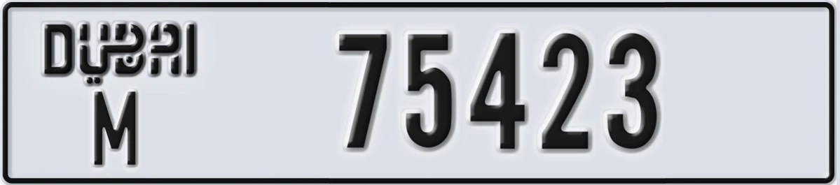 UAE License Plate Dubai M 75423