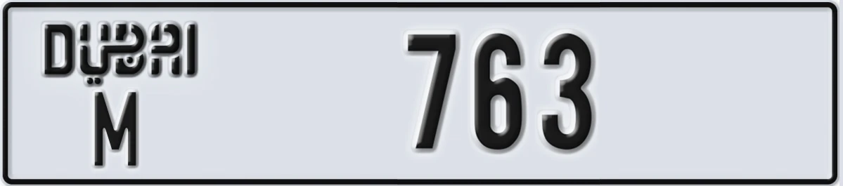 UAE License Plate Dubai M 763
