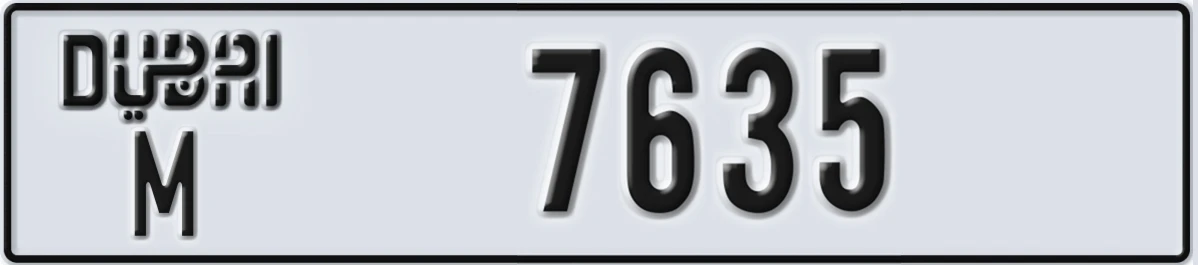 UAE License Plate Dubai M 7635