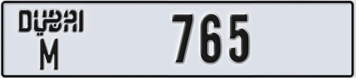 UAE License Plate Dubai M 765