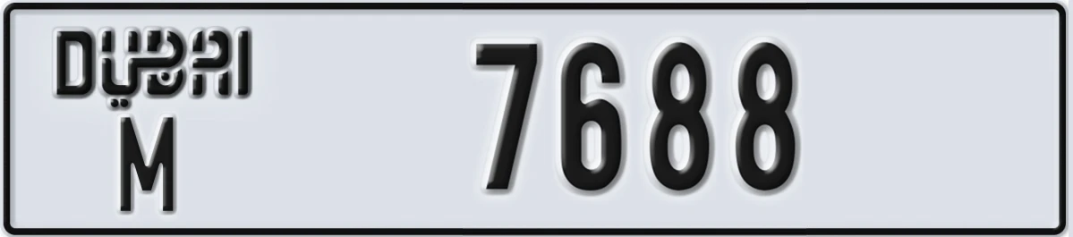UAE License Plate Dubai M 7688