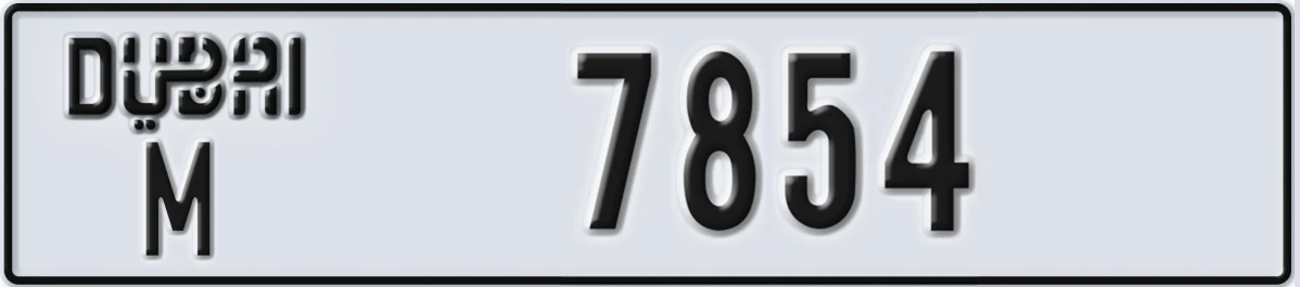 UAE License Plate Dubai M 7854