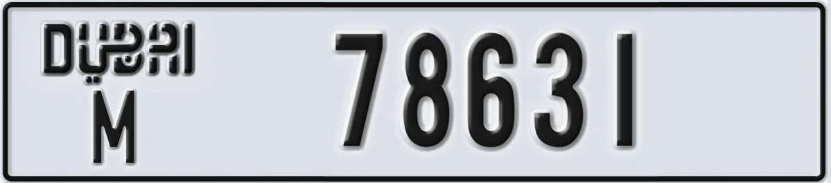 UAE License Plate Dubai M 78631