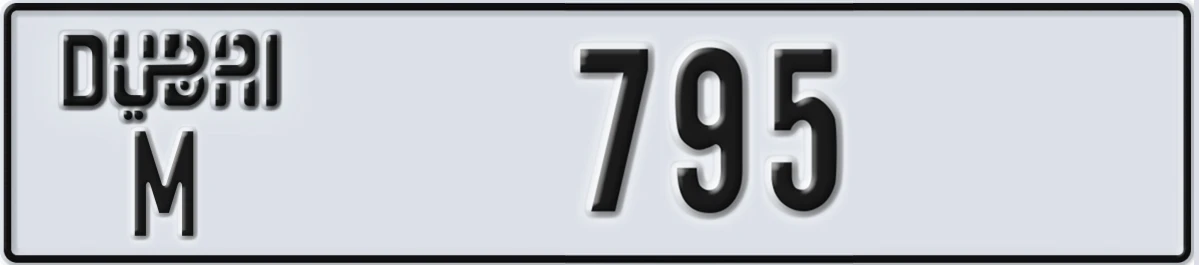 UAE License Plate Dubai M 795