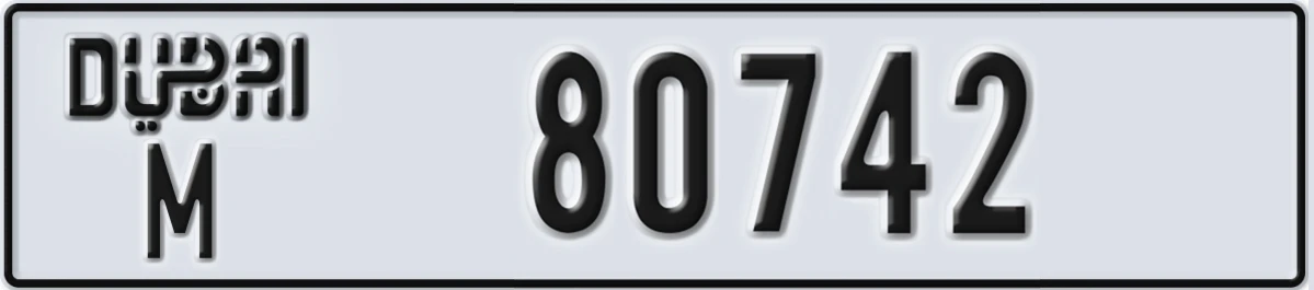 UAE License Plate Dubai M 80742