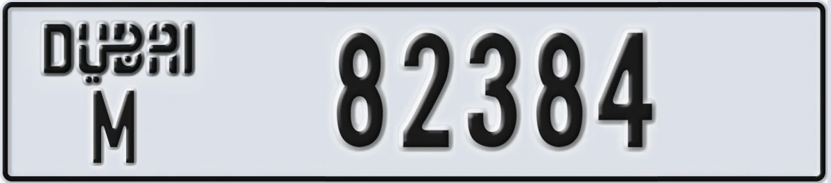 UAE License Plate Dubai M 82384