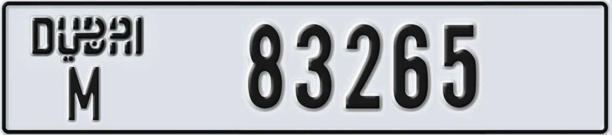 UAE License Plate Dubai M 83265
