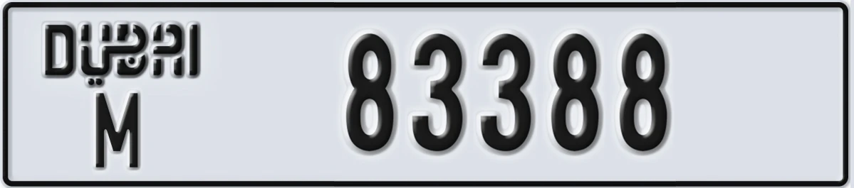 UAE License Plate Dubai M 83388